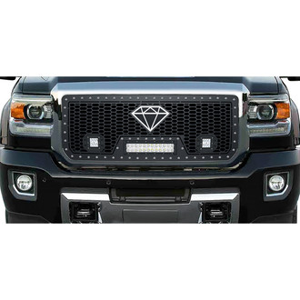 APG® - 1-Pc Honeycomb Style Black Laser Cut Mesh Main Grille with LED Lights