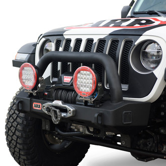 ARB® - Stubby Black Powder Coated Front Winch HD Bumper with Hoop