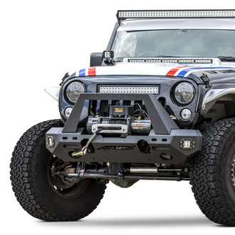Aries® - TrailChaser™ Stubby Textured Black Front Winch Modular Bumper