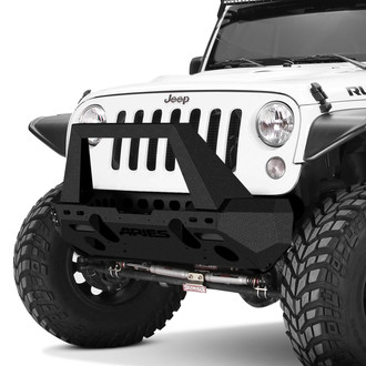 Aries® - TrailChaser™ Mid Width Textured Black Front Winch Modular Bumper Kit with Angular Hoop