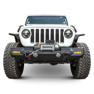 Aries® - TrailChaser™ Mid Width Textured Black Front Winch Modular Bumper with Fender Flares