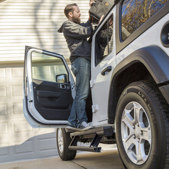  Roof access. The 4" top step provides a convenient step up for reaching items on the roof.