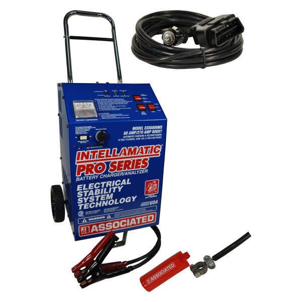 Associated Equipment® - ESS™ 12v 60 Charging Amps Wheeled Battery Charger and Power Supply With Memory Saver Cable