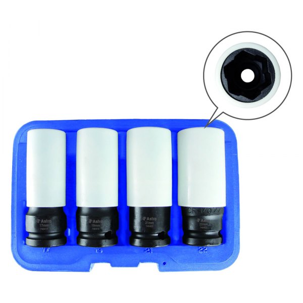 Astro Pneumatic Tool® - Flank Bite Damaged Lug Nut Socket Set with Spinning Protective Sleeves