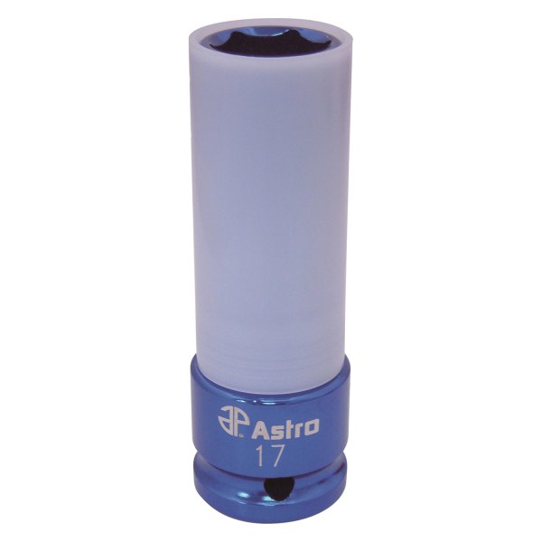 Astro Pneumatic Tool® - 17 mm Chrome Protective Plastic Sleeves and Shallow Broach Impact Socket