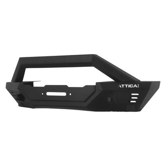 Attica 4x4® - Terra Series Stubby Black Powder Coated Front Winch Modular Bumper with Hoop