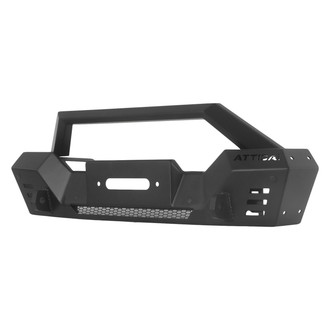 Attica 4x4® - Frontier Series Stubby Black Powder Coated Front Winch Modular Bumper with Hoop