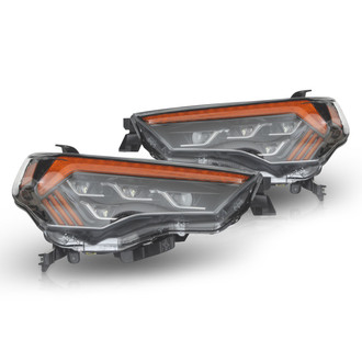 Attica 4x4® - Sol Series Driver and Passenger Side Gloss Black Projector LED Headlights with Sequential Turn Signal