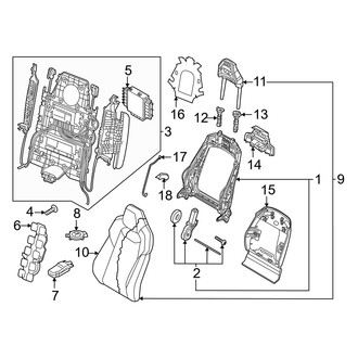 Audi OE - Seats & Tracks - Front Seat Components (Passenger Side Seat, Seat Back, Components), (Premium Plus / Prestige)