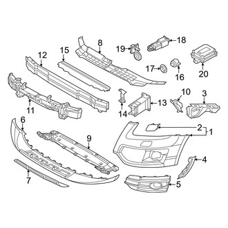 Audi OE - Front Bumper & Grille - Bumper & Components (2-Piece Design), (Hybrid Prestige / Premium / Premium Plus / Prestige / TDI Premium Plus / TDI Premium Plus S-Line / TDI Prestige / TDI Prestige S-Line)