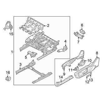 Audi OE - Seats & Tracks - Front Seat Components (Frame and Parts, Left Side Seat Cushion Parts, Standard Seat), (GUB Body Code)