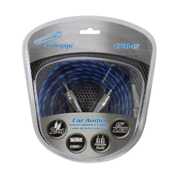 Audiopipe® - 15' 2-Channel Audio RCA Cables with Ultra-Flexible PVC Blended Jacket & Platinum Plated Connectors