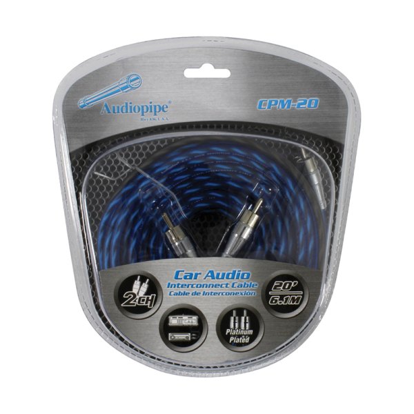 Audiopipe® - 20' 2-Channel Audio RCA Cables with Ultra-Flexible PVC Blended Jacket & Platinum Plated Connectors