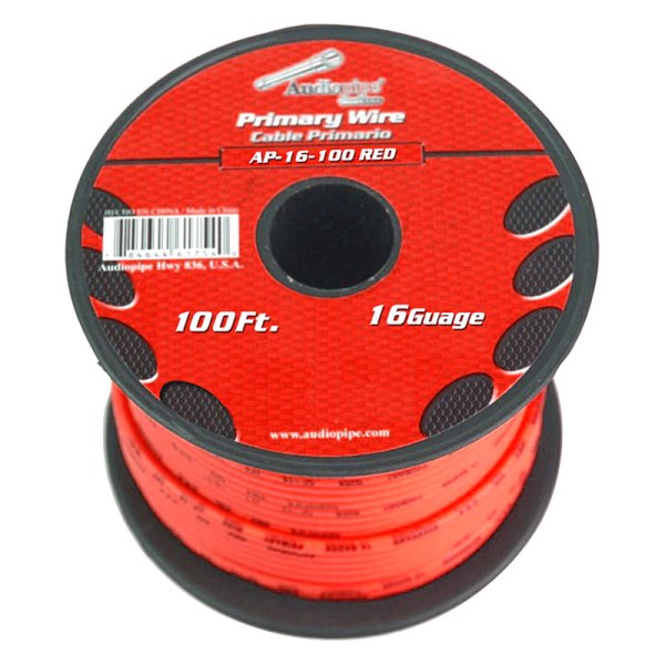 Audiopipe® - 16 AWG Single 100' Red Stranded TWP Primary Wire