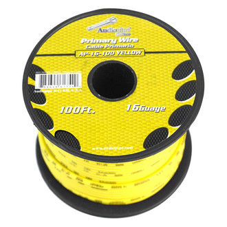 Audiopipe® AP-16-100 Yellow - 16 AWG Single 100' Yellow Stranded TWP Primary Wire