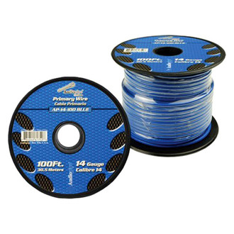 Audiopipe® AP14100BL - 14 AWG Single 100' Blue Stranded TWP Primary Wire