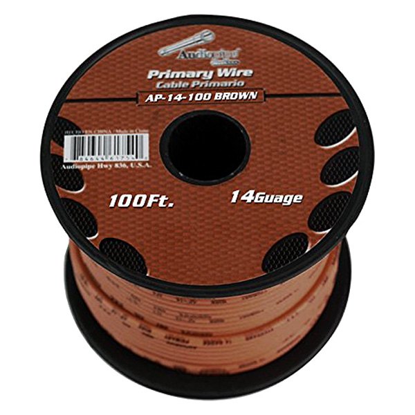 Audiopipe® - 14 AWG Single 100' Brown Stranded TWP Primary Wire