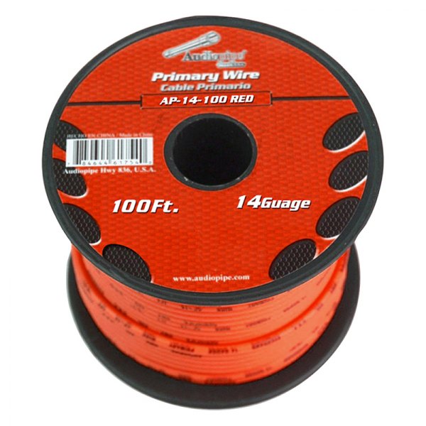 Audiopipe® - 14 AWG Single 100' Red Stranded TWP Primary Wire