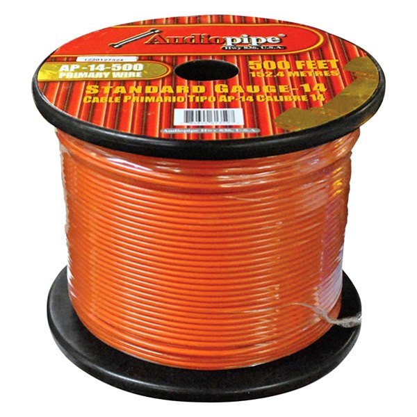 Audiopipe® - 14 AWG Single 500' Orange Stranded TWP Primary Wire
