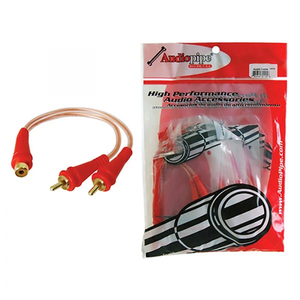 Audiopipe® - 1 x Female to 2 x Male RCA Cable Y-Adapters with Clear Flexible PVC Jacket & Gold Plated Connectors