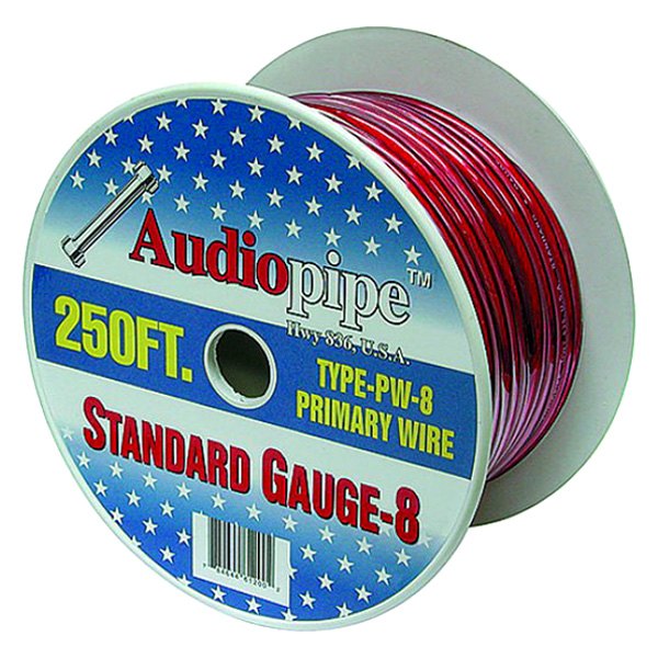 Audiopipe® - 8 AWG Single 250' Red Stranded GPT Power Wire