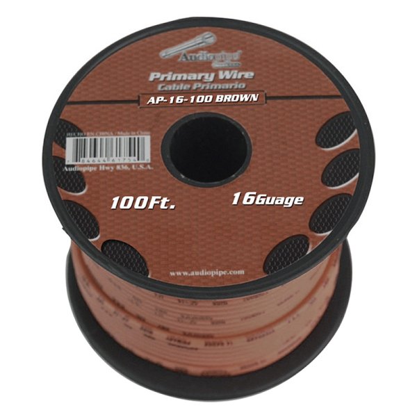 Audiopipe® - 16 AWG Single 100' Brown Stranded TWP Primary Wire
