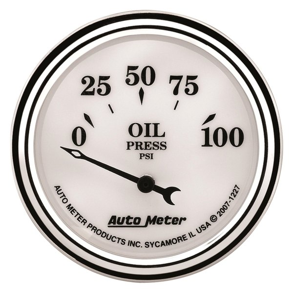 Auto Meter® - Old Tyme White II Series 2-1/16" Oil Pressure Gauge, 0-100 PSI