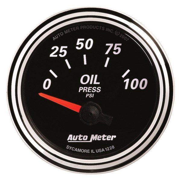 Auto Meter® - Designer Black II Series 2-1/16" Oil Pressure Gauge, 0-100 PSI
