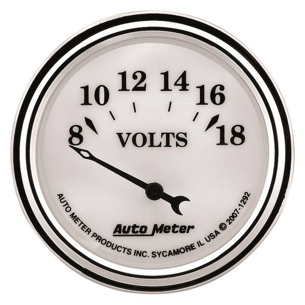 Auto Meter® - Old Tyme White II Series 2-1/16" Voltmeter Gauge, 8-18V