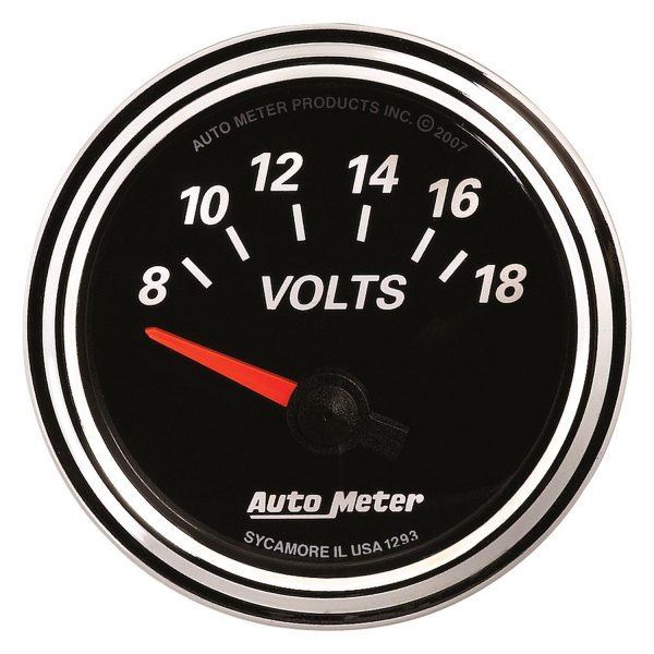 Auto Meter® - Designer Black II Series 2-1/16" Voltmeter Gauge, 8-18V
