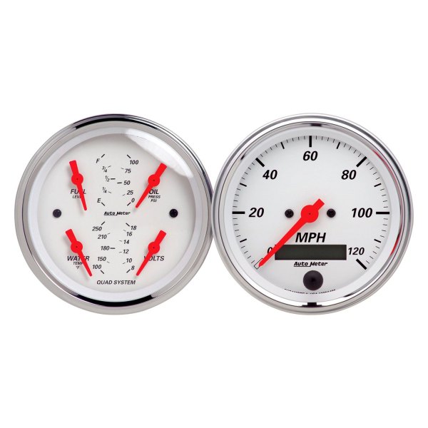 Auto Meter® - Arctic White Series 3-3/8" Quad and Speedometer Gauge