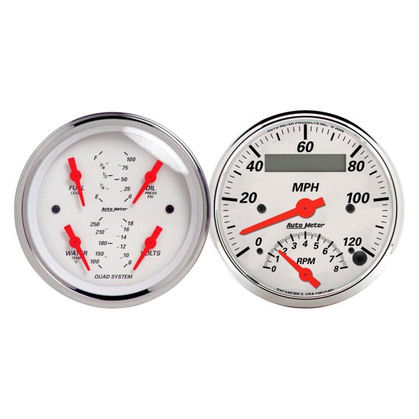 Auto Meter® - Arctic White Series 3-3/8" Quad and Tachometer/Speedometer Gauge