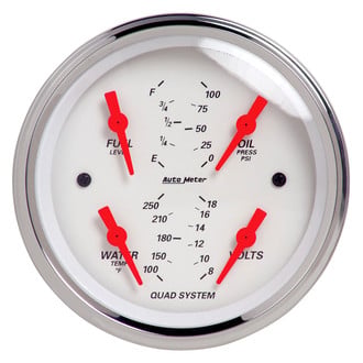 Auto Meter® 1312 - Arctic White Series 3-3/8" Quad Gauge