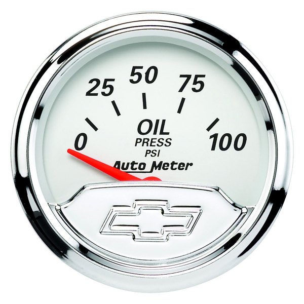 Auto Meter® - Chevy Vintage Series 2-1/16" Oil Pressure Gauge, 0-100 PSI