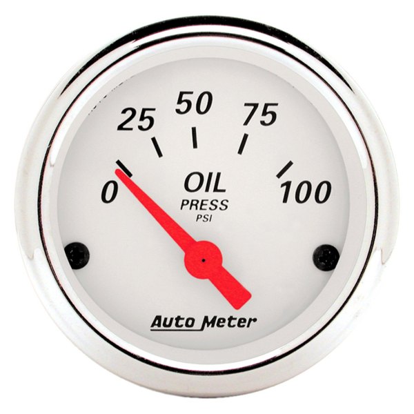 Auto Meter® - Arctic White Series 2-1/16" Oil Pressure Gauge, 0-100 PSI