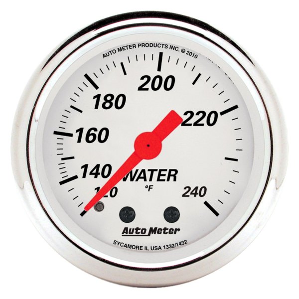Auto Meter® - Arctic White Series 2-1/16" Water Temperature Gauge, 120-240 F