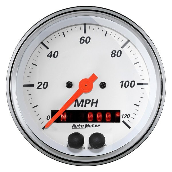 Auto Meter® - Arctic White Series 3-3/8" GPS Speedometer Gauge, 0-120 MPH