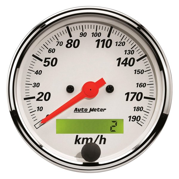 Auto Meter® - Arctic White Series 3-1/8" Speedometer Gauge, 0-190 KPH