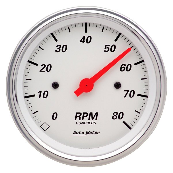 Auto Meter® - Arctic White Series 3-3/8" In-Dash Tachometer Gauge, 0-8,000 RPM