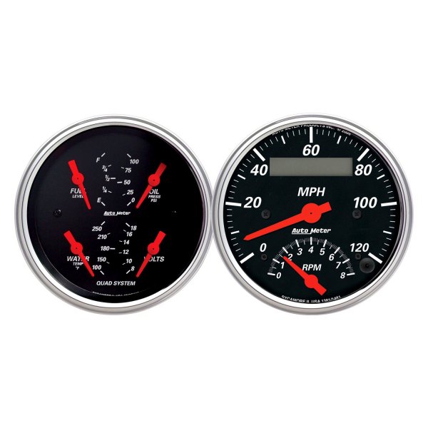 Auto Meter® - Designer Black Series 3-3/8" Quad and Tachometer/Speedometer Gauge