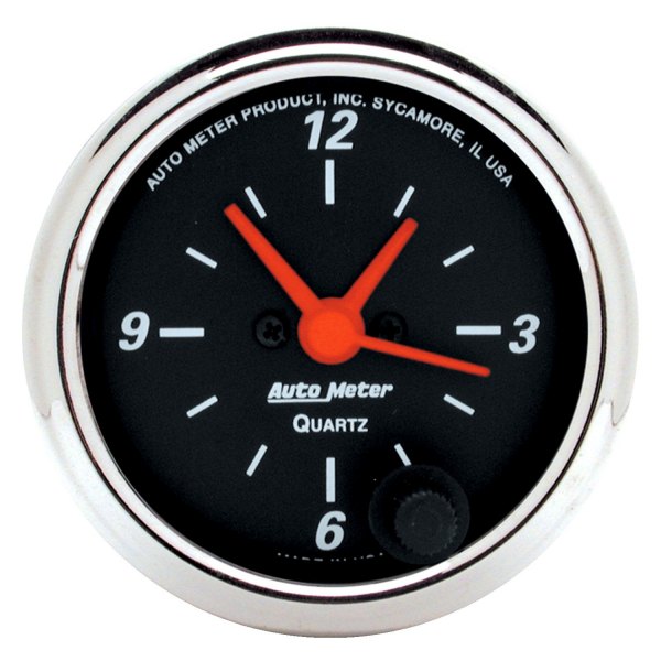 Auto Meter® - Designer Black Series 2-1/16" Clock Gauge, 12 Hour