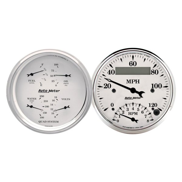 Auto Meter® - Old Tyme White Series 3-3/8" Quad and Tachometer/Speedometer Gauge
