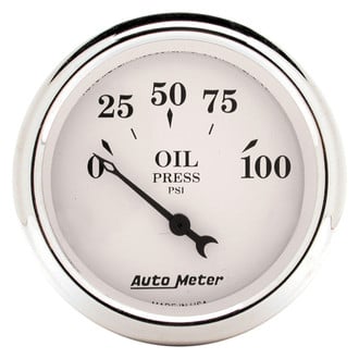 Auto Meter® - Old Tyme White Series 2-1/16" Oil Pressure Gauge, 0-100 PSI
