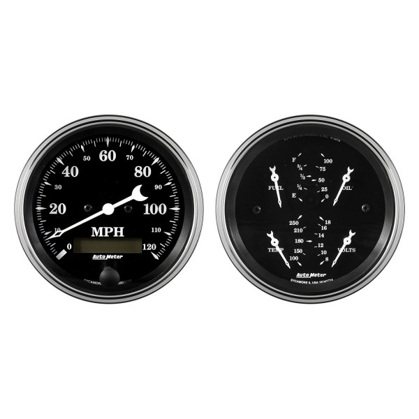 Auto Meter® - Old Tyme Black Series 3-3/8" Quad and Speedometer Gauge