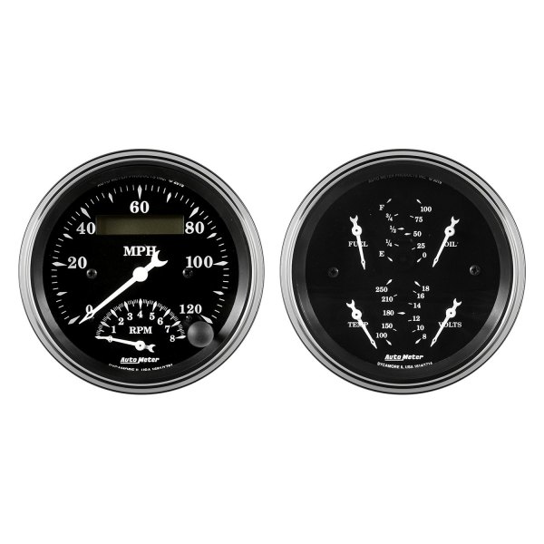 Auto Meter® - Old Tyme Black Series 3-3/8" Quad and Tachometer/Speedometer Gauge