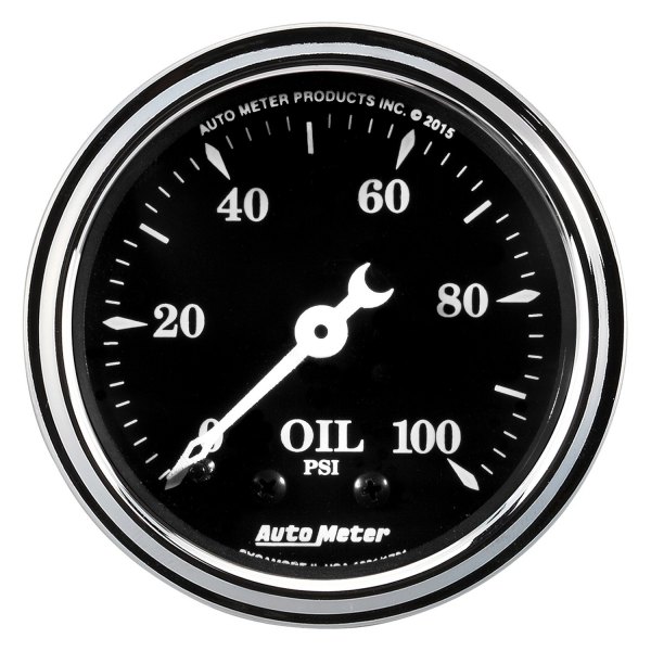 Auto Meter® - Old Tyme Black Series 2-1/16" Oil Pressure Gauge, 0-100 PSI