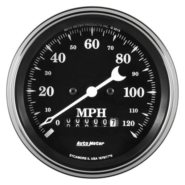 Auto Meter® - Old Tyme Black Series 3-3/8" Speedometer Gauge, 0-120 MPH