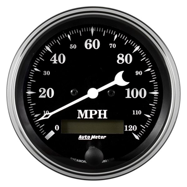 Auto Meter® - Old Tyme Black Series 3-3/8" Speedometer Gauge, 0-120 MPH