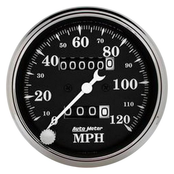 Auto Meter® - Old Tyme Black Series 3-1/8" Speedometer Gauge, 0-120 MPH