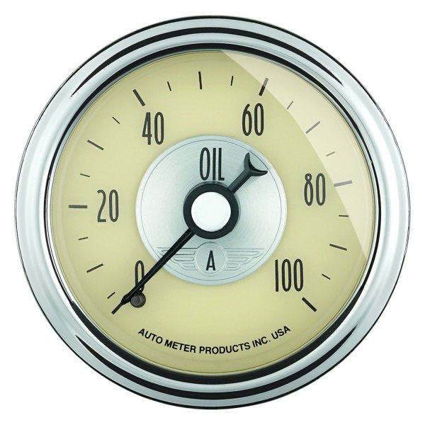 Auto Meter® - Prestige Antique Ivory Series 2-1/16" Oil Pressure Gauge, 0-100 PSI